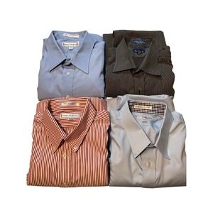 4 Paul Fredrick Men's Two Ply Cotton Pinpoint Dress Shirt 18 35